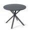 Black Metal Round Patio Bistro Table with Wood Grain Top Outdoor Dining Table for Garden Deck Balcony